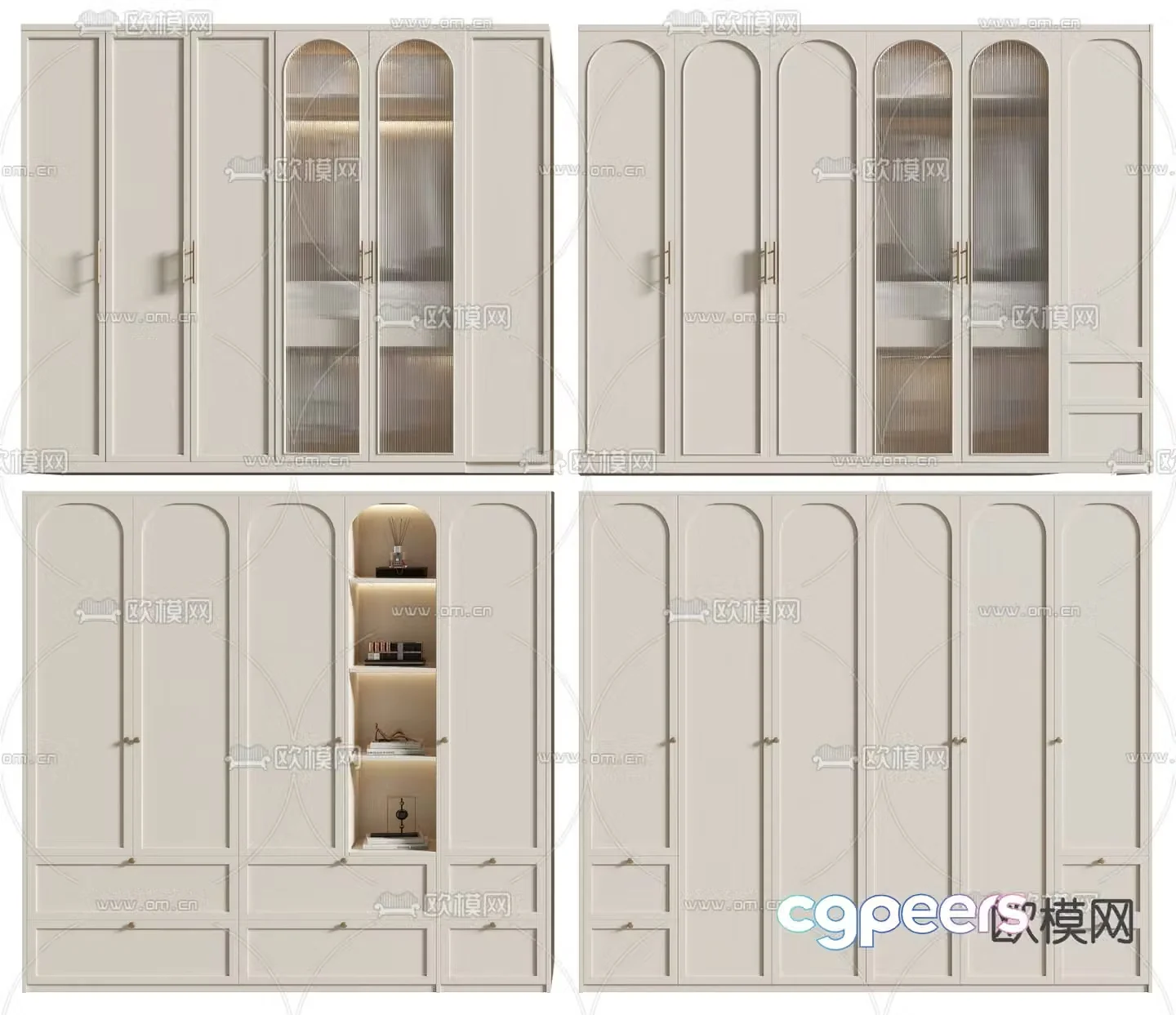 French wardrobe glass wardrobe decorative wardrobe 3d model