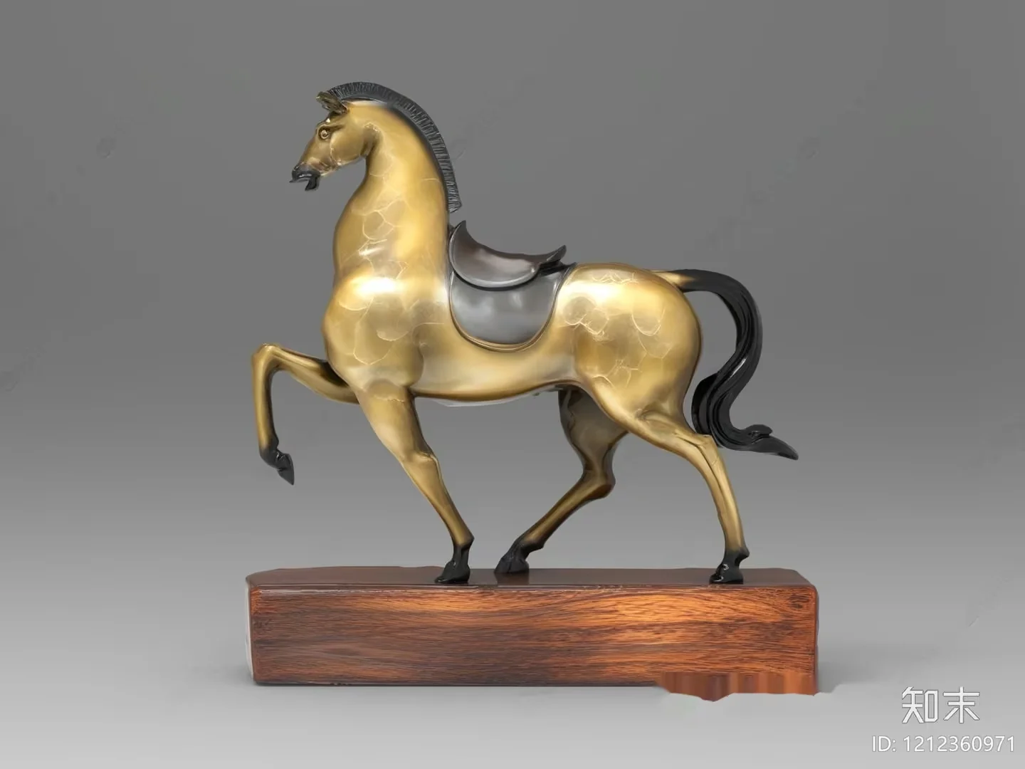 A Golden Horse Statue 3D Model – 10618 – VRAY Render