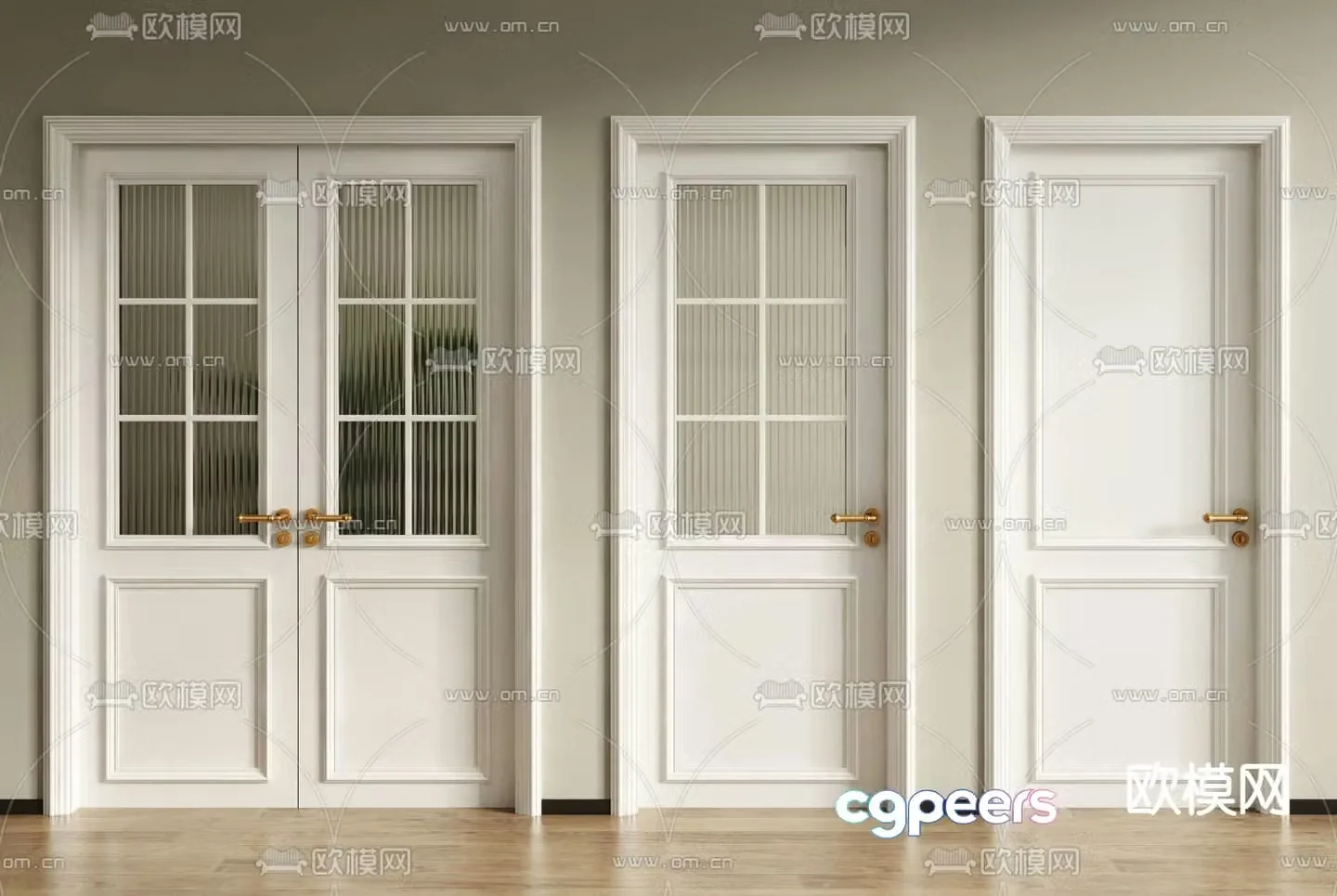 French doors double-open doors bedroom doors bathroom doors kitchen doors 3D model