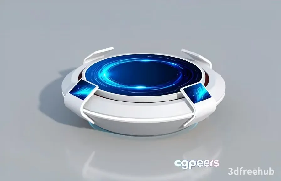 Circular Blue Object With White Trim 3D Model – 2041 – VRAY Render