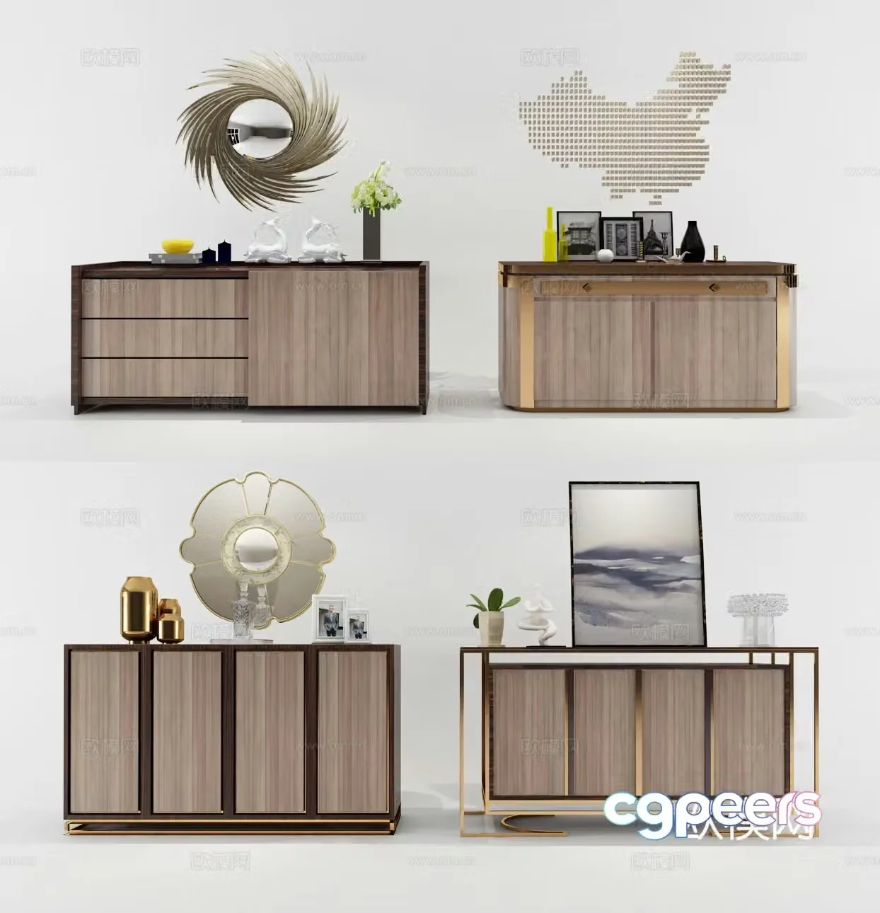 Modern decorative cabinet combination 3D model