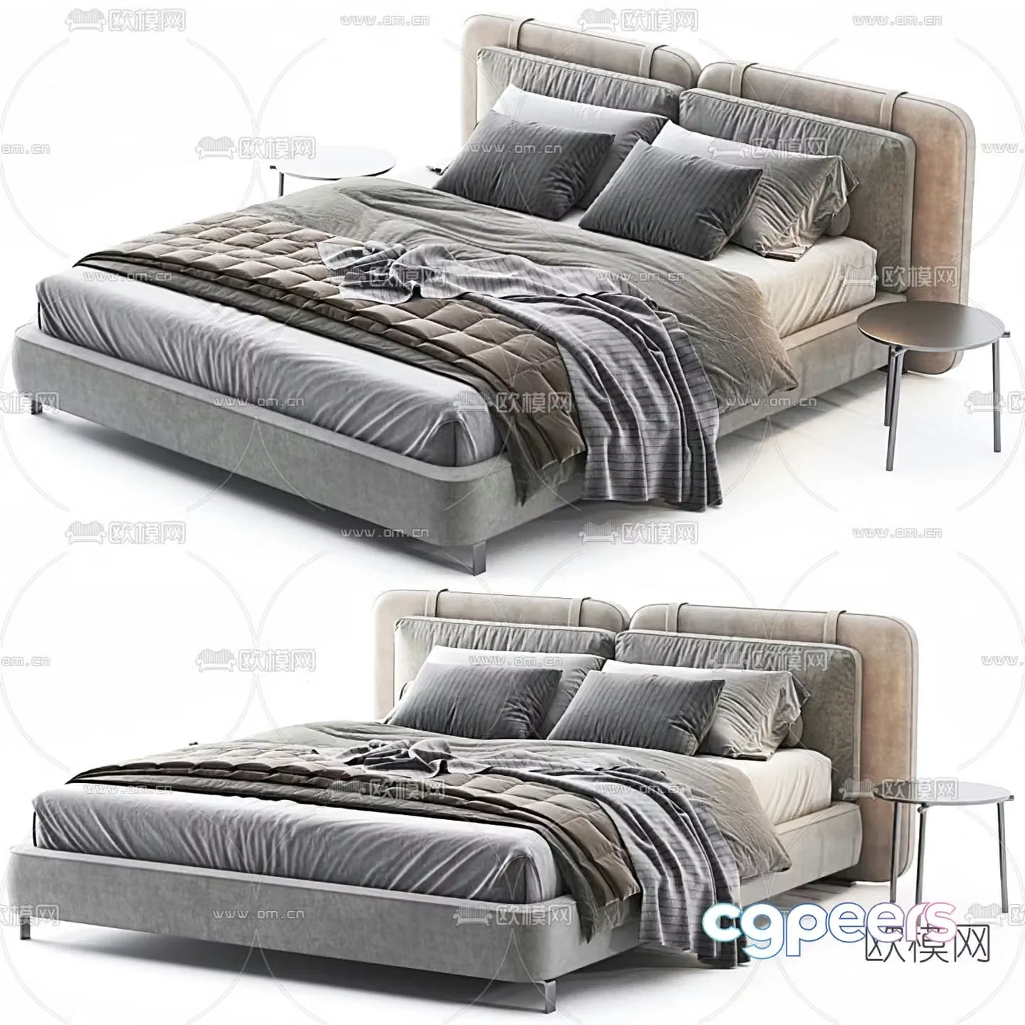 B&B italia modern double bed 3d model