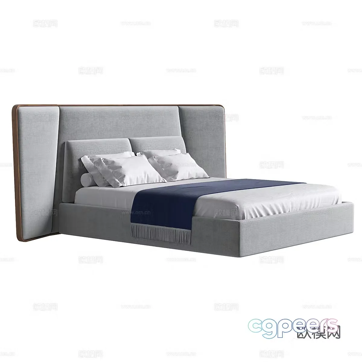 Modern simple double bed Double bed Simple bed Bedroom bed Pillow 3D model