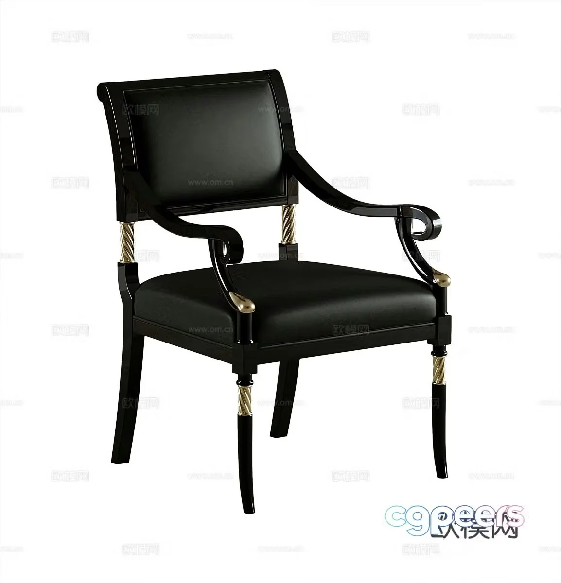 American chair single chair armchair 3d model
