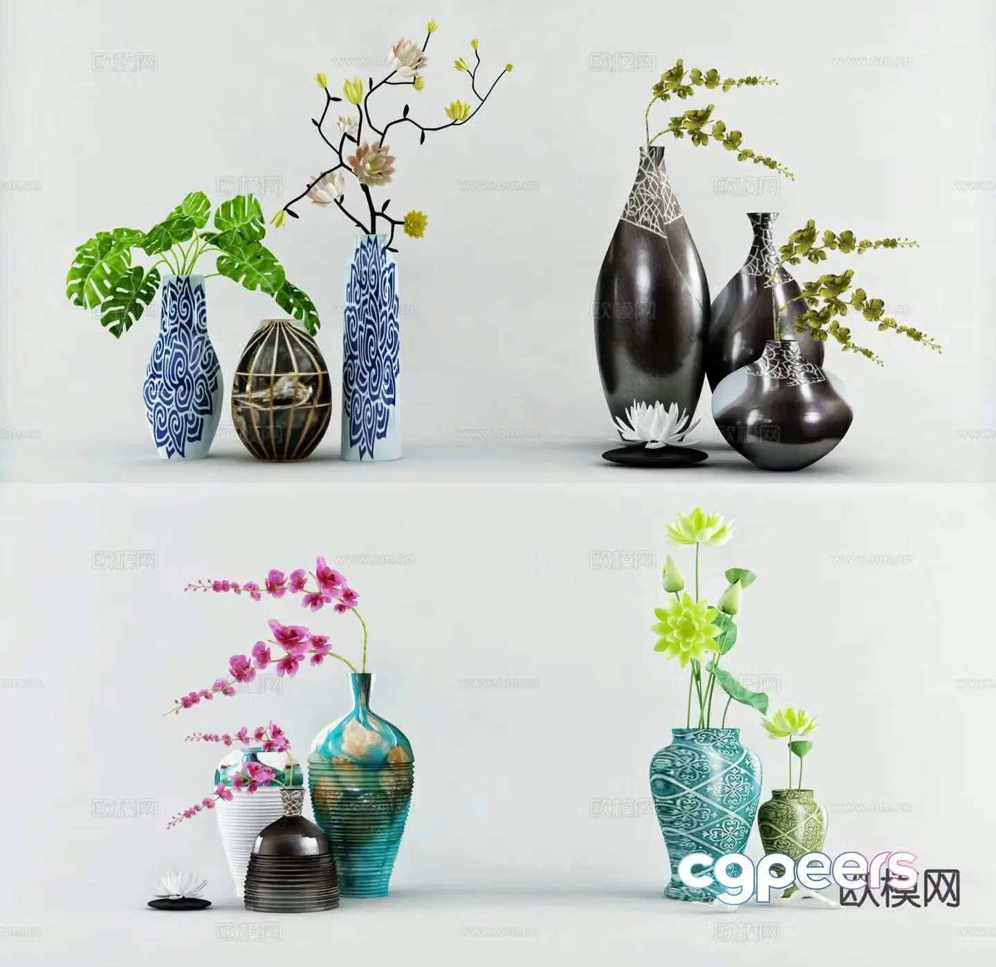 modern decoration vase flower 3d model