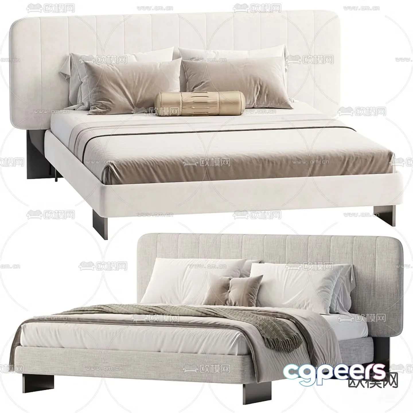 Modern double bed 3d model