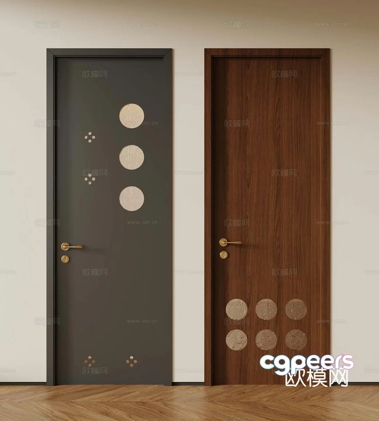 Modern medieval single-open door retro wooden door single-open door 3D model