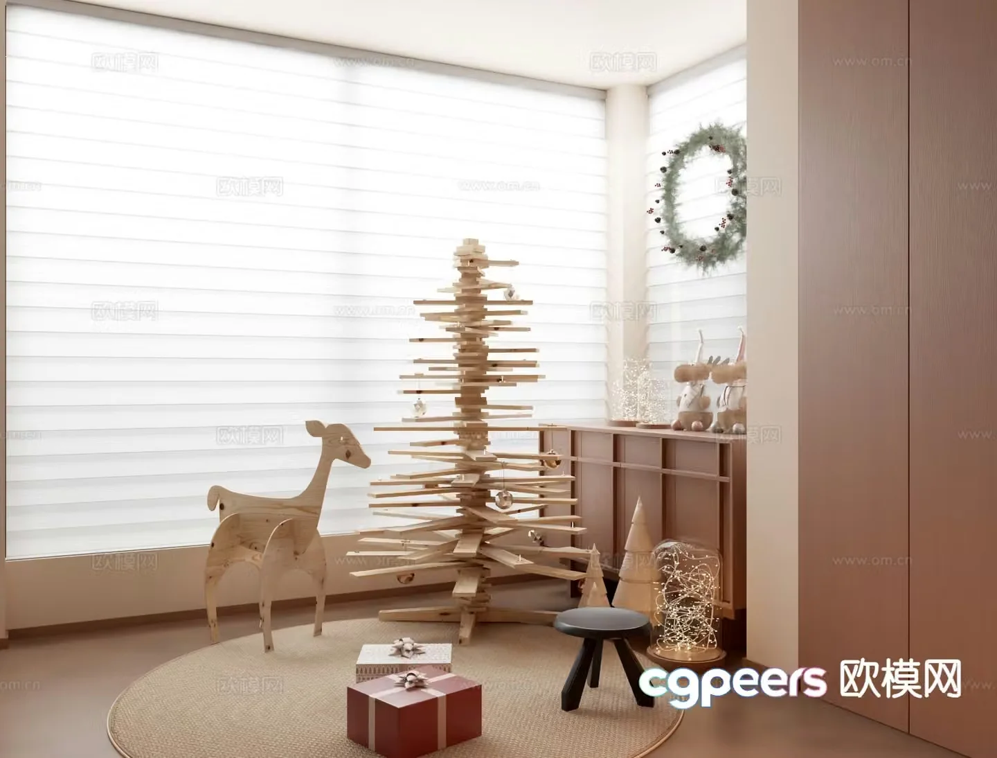 Christmas sketch wooden Christmas tree 3d model