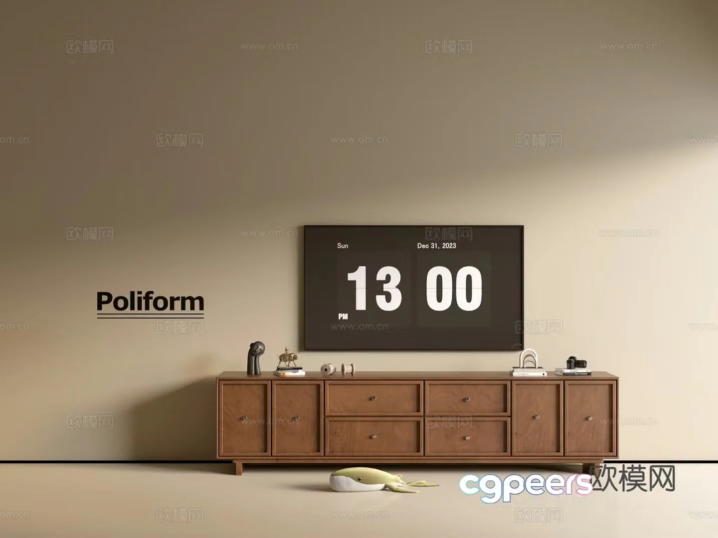 Modern wood grain TV cabinet simple side cabinet chest of drawers low cabinet whole cabinet side cabinet balcony 3D model