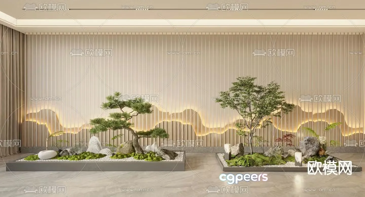 New Chinese style interior landscape 3D model