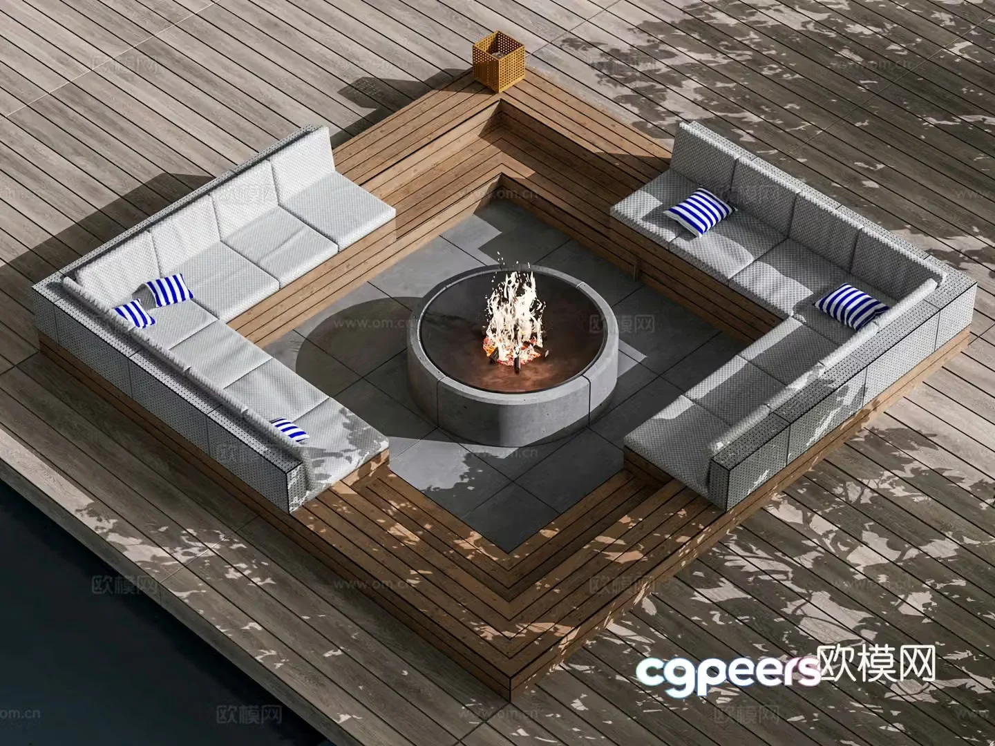 Outdoor sofa modular sofa sunken sofa 3d model