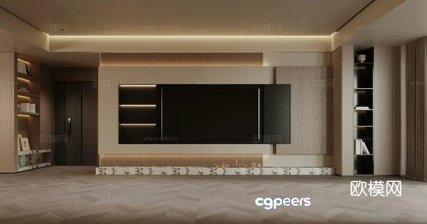 Modern TV background wall 3d model