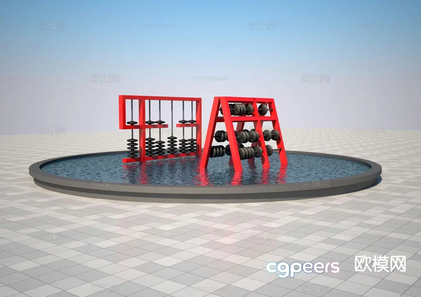 Abacus sculpture square sculpture 3d model