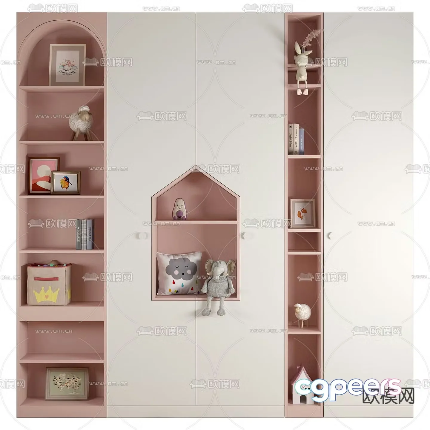Modern children’s bookcase 3d model