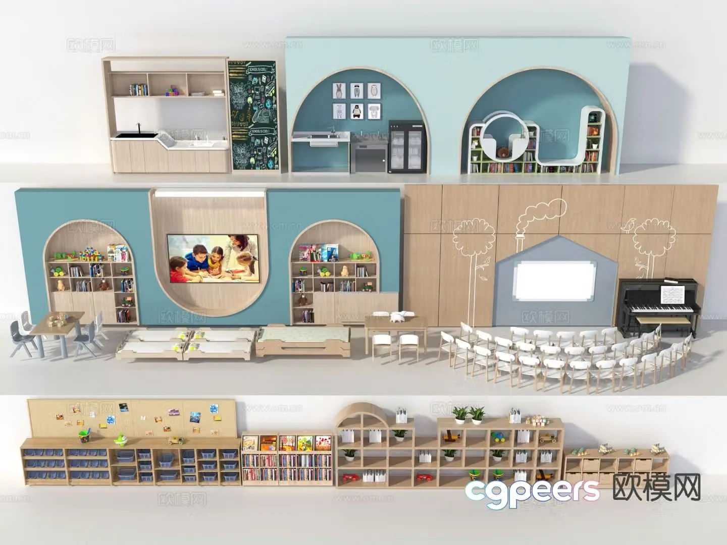 Children’s bookshelf shape bookcase 3d model