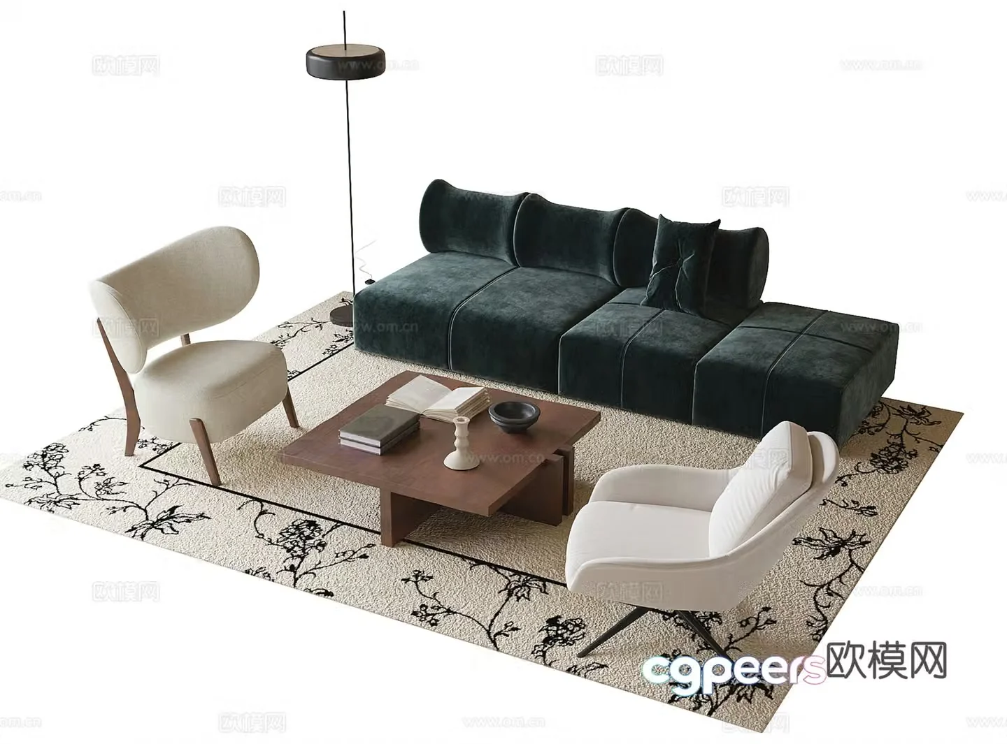 French sectional sofa 3d model