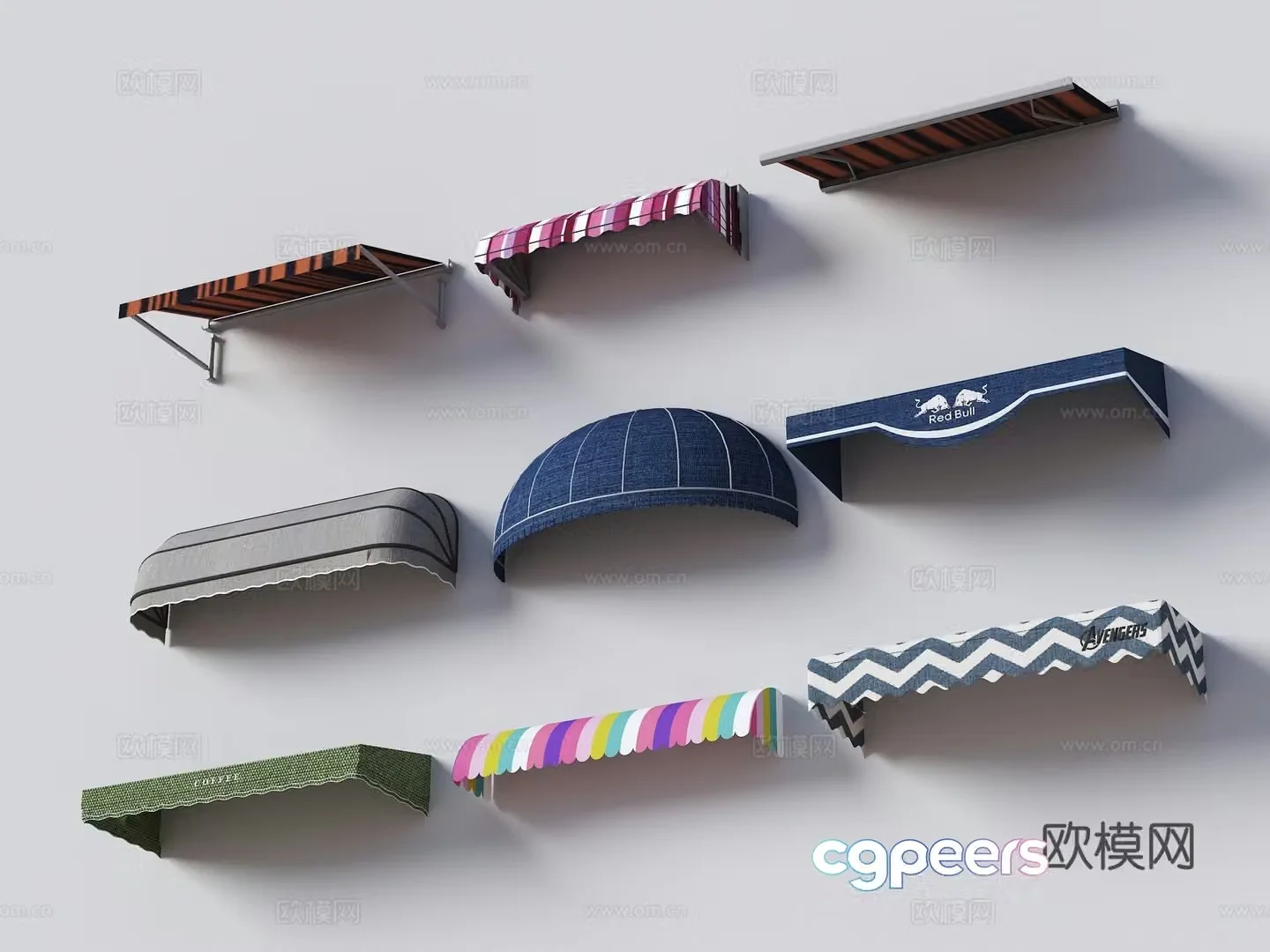 Outdoor sunshade outdoor awning outdoor awning modern awning two sheds rain swelling 3d model