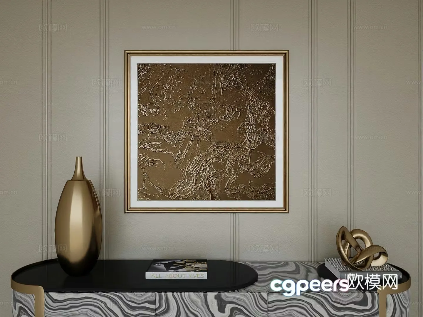 Italian light luxury high-end hanging painting 3D model