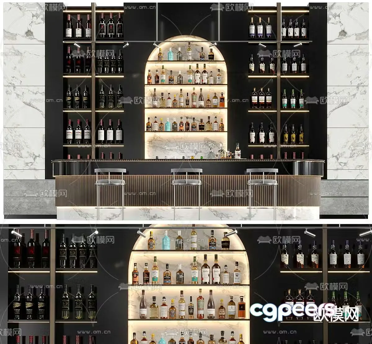 Bar counter red wine rack wine cabinet 3d model