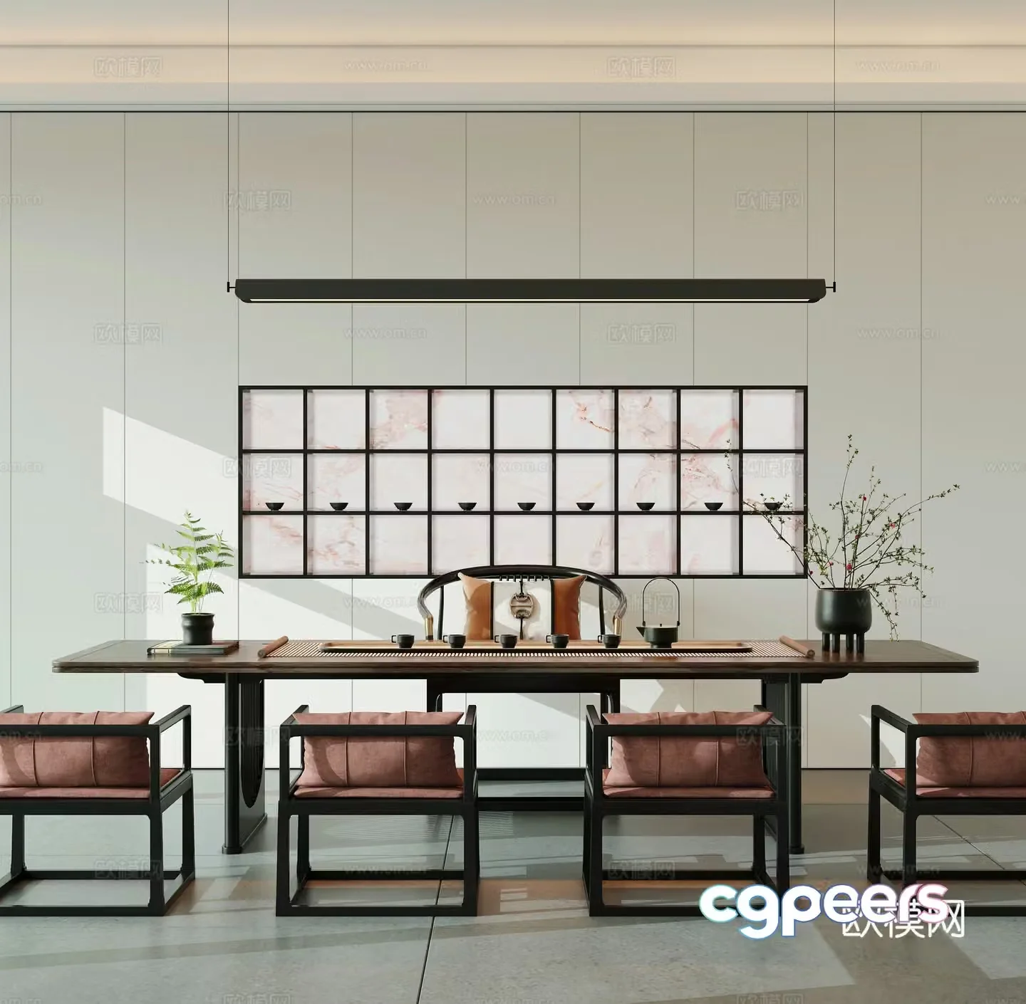 Modern minimalist tea room 3d model