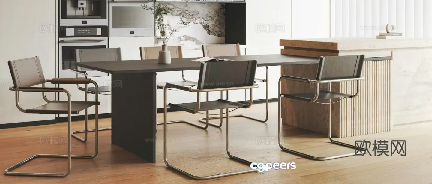 Italian dining table and chair 3D model