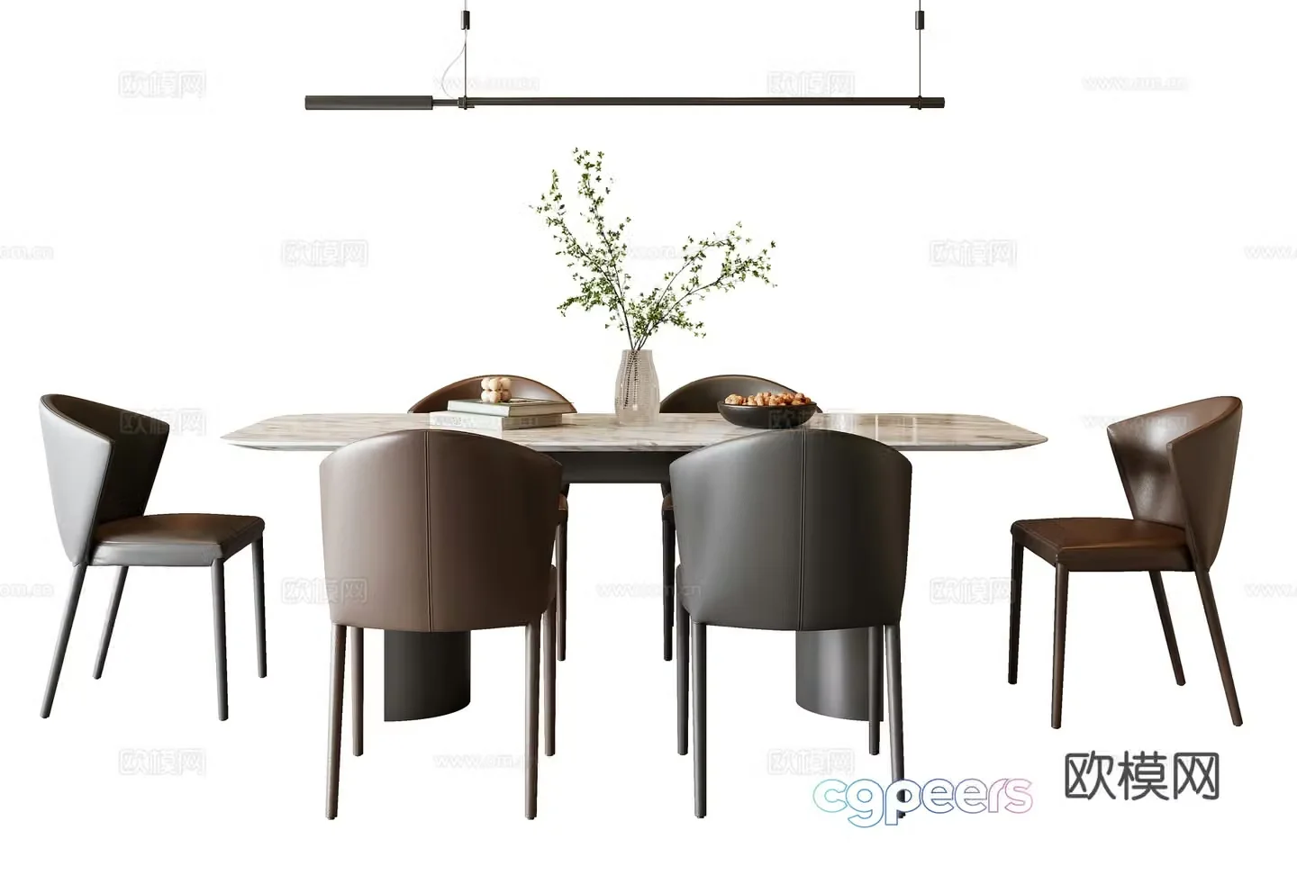 Italian dining table and chairs 3d model