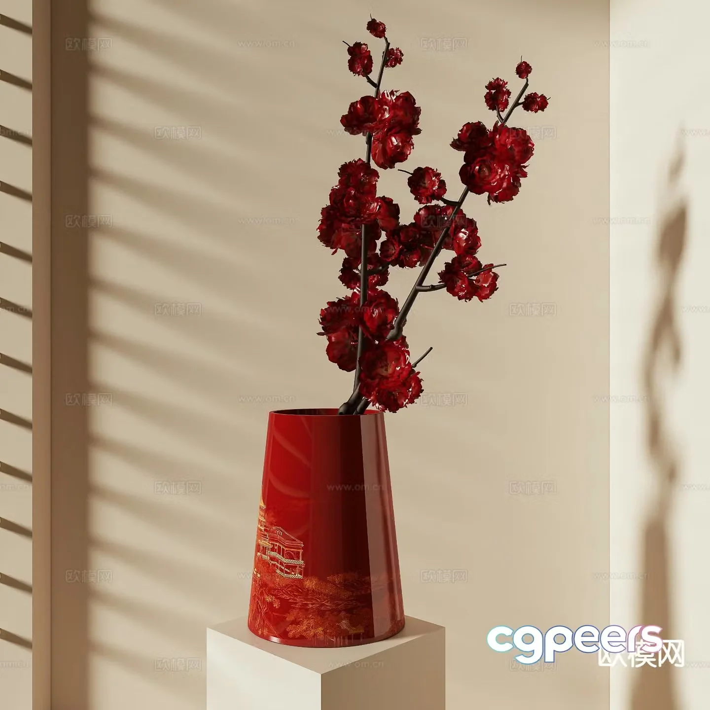 New Chinese style vase floral arrangement flower arrangement 3d model