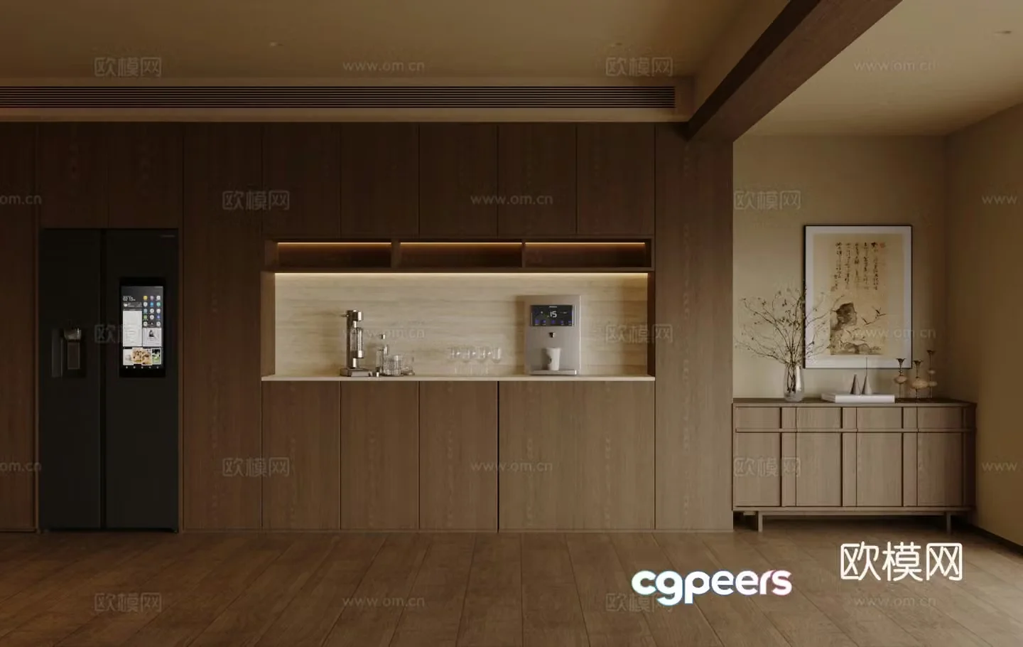 New Chinese-style Zen sideboard tea cabinet sideboard refrigerator sideboard finished sideboard sideboard sideboard 3D model