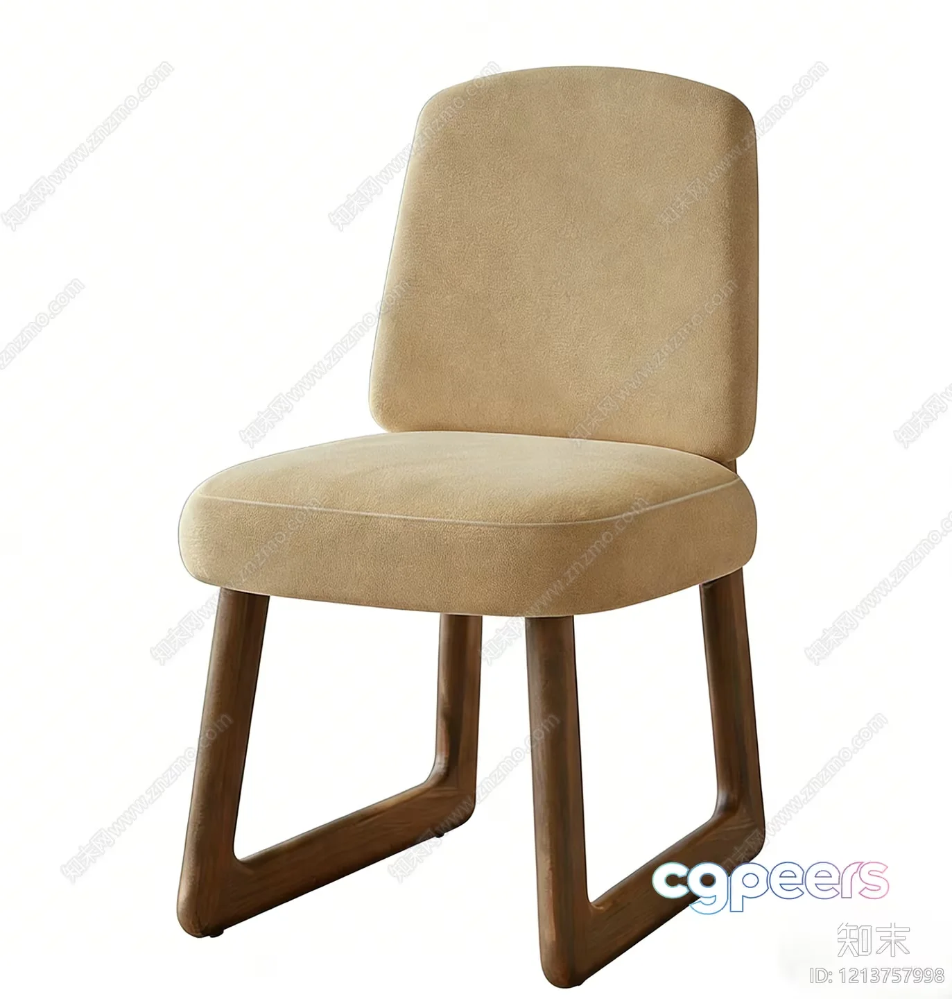 Modern Chair With Beige Upholstery 3D Model – 8016 – VRAY Render