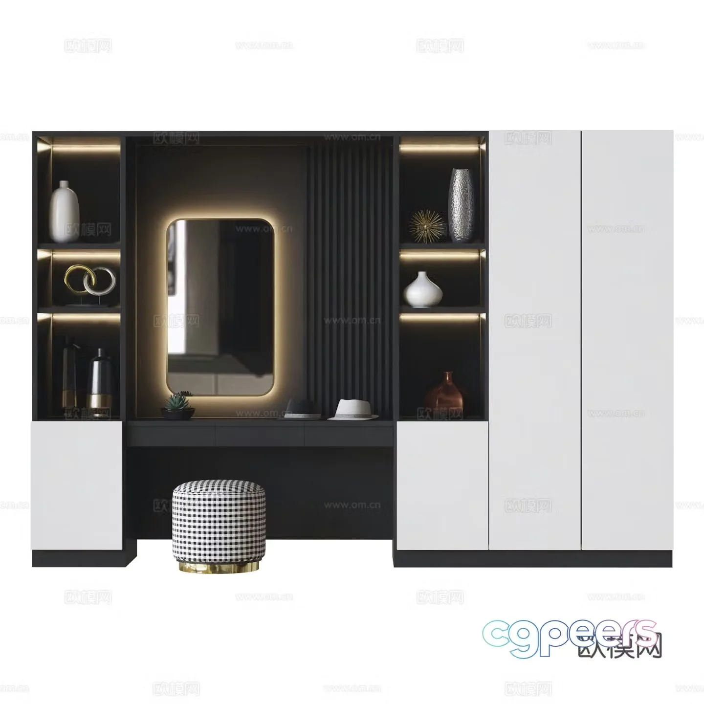 Modern Italian minimalist wardrobe dressing table 3D model