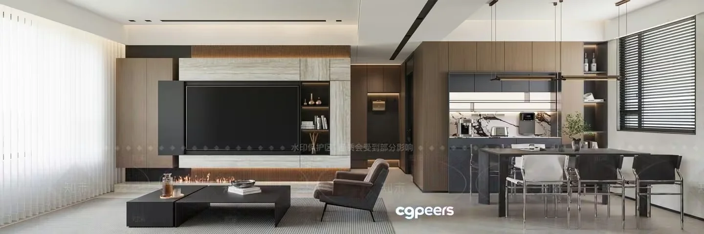Modern Living Room 3D Model – 3846 – VRAY Render