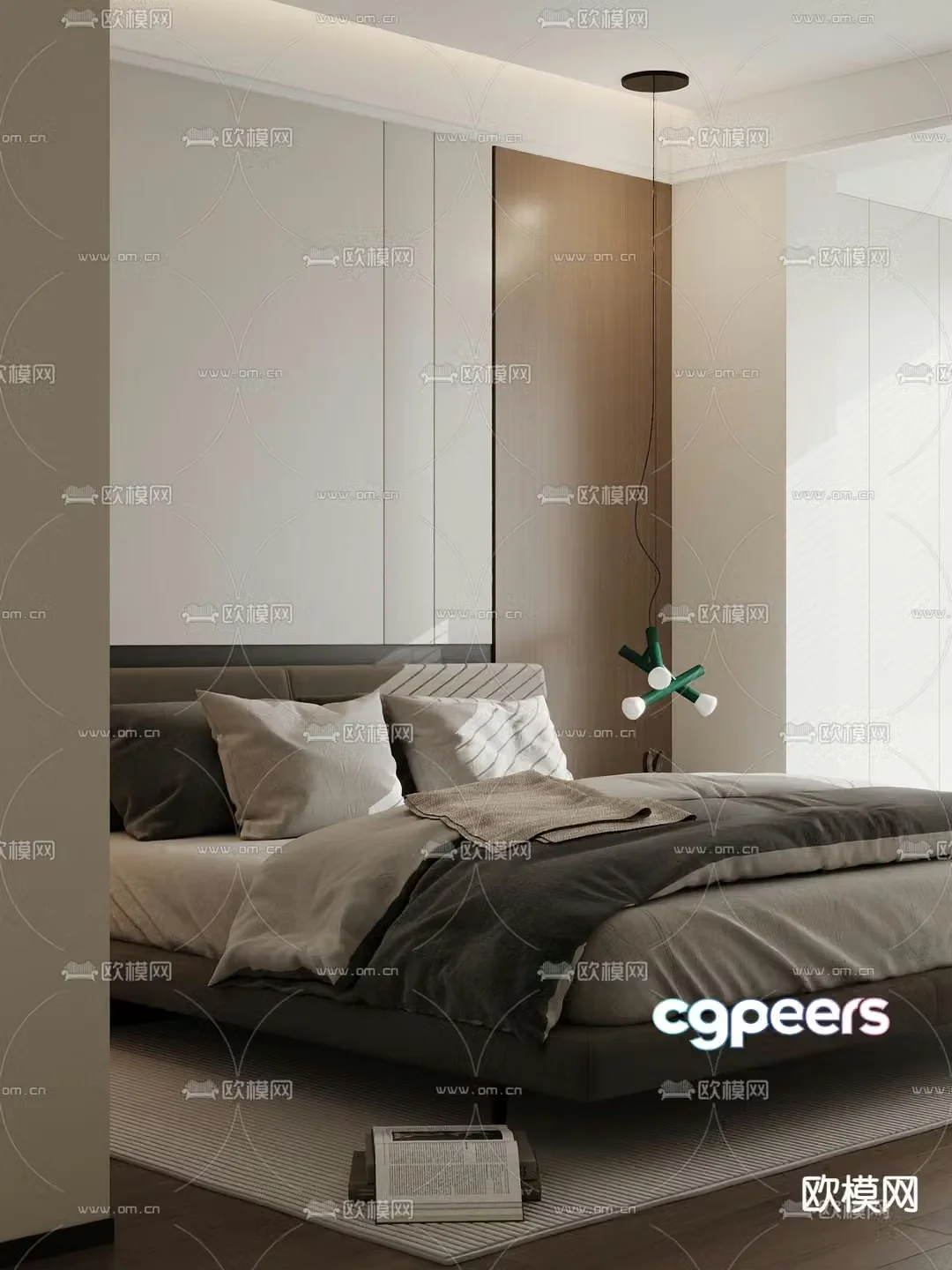Italian double bed 3d model