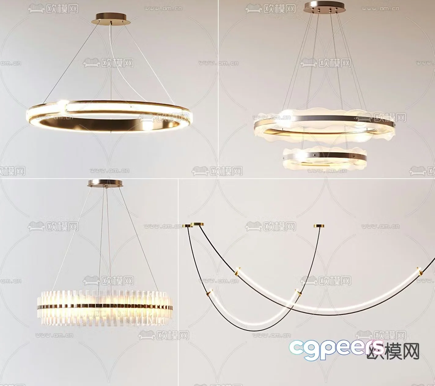 Ring chandelier hall chandelier 3d model