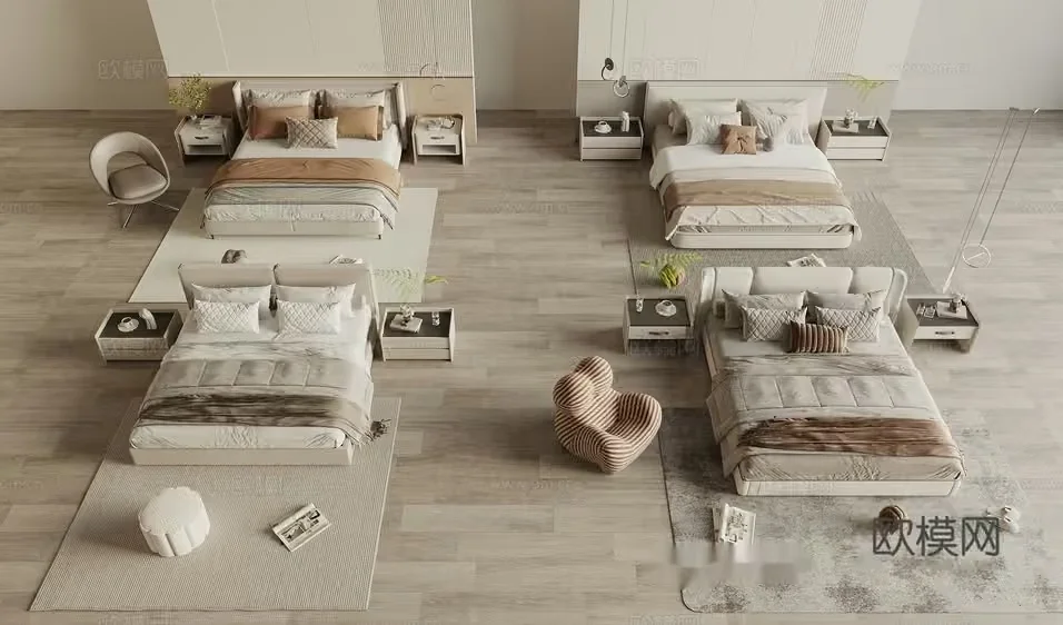 Modern Bedroom Furniture 3D Model – 3196 – VRAY Render
