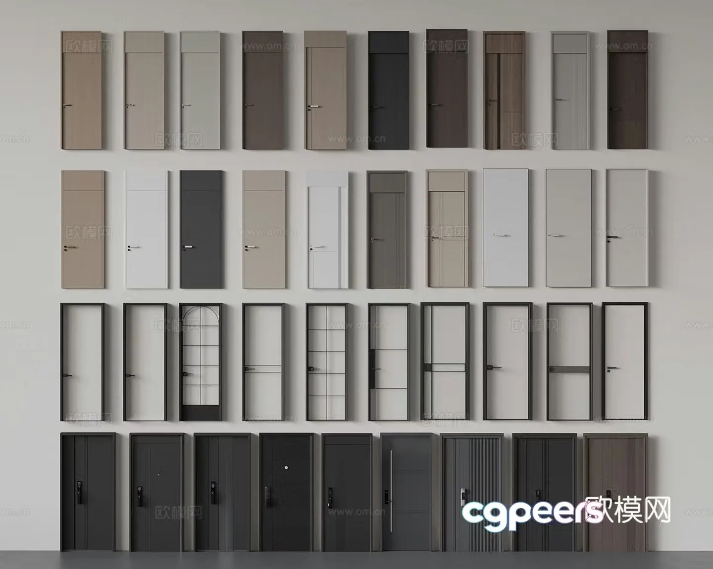 Modern door combination 3D model