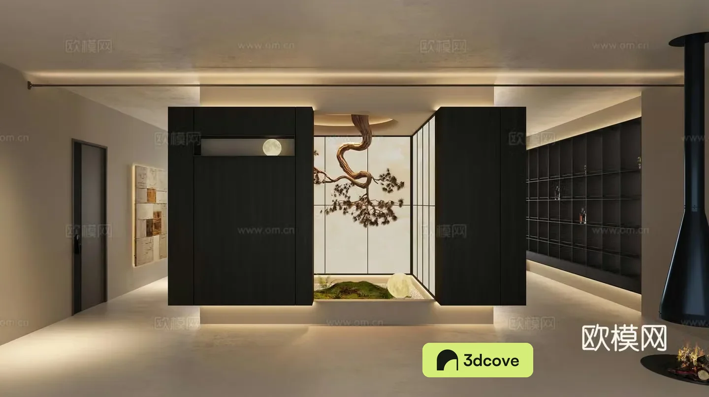 Modern interior landscaping pine trunk landscape installation interior landscape office landscape