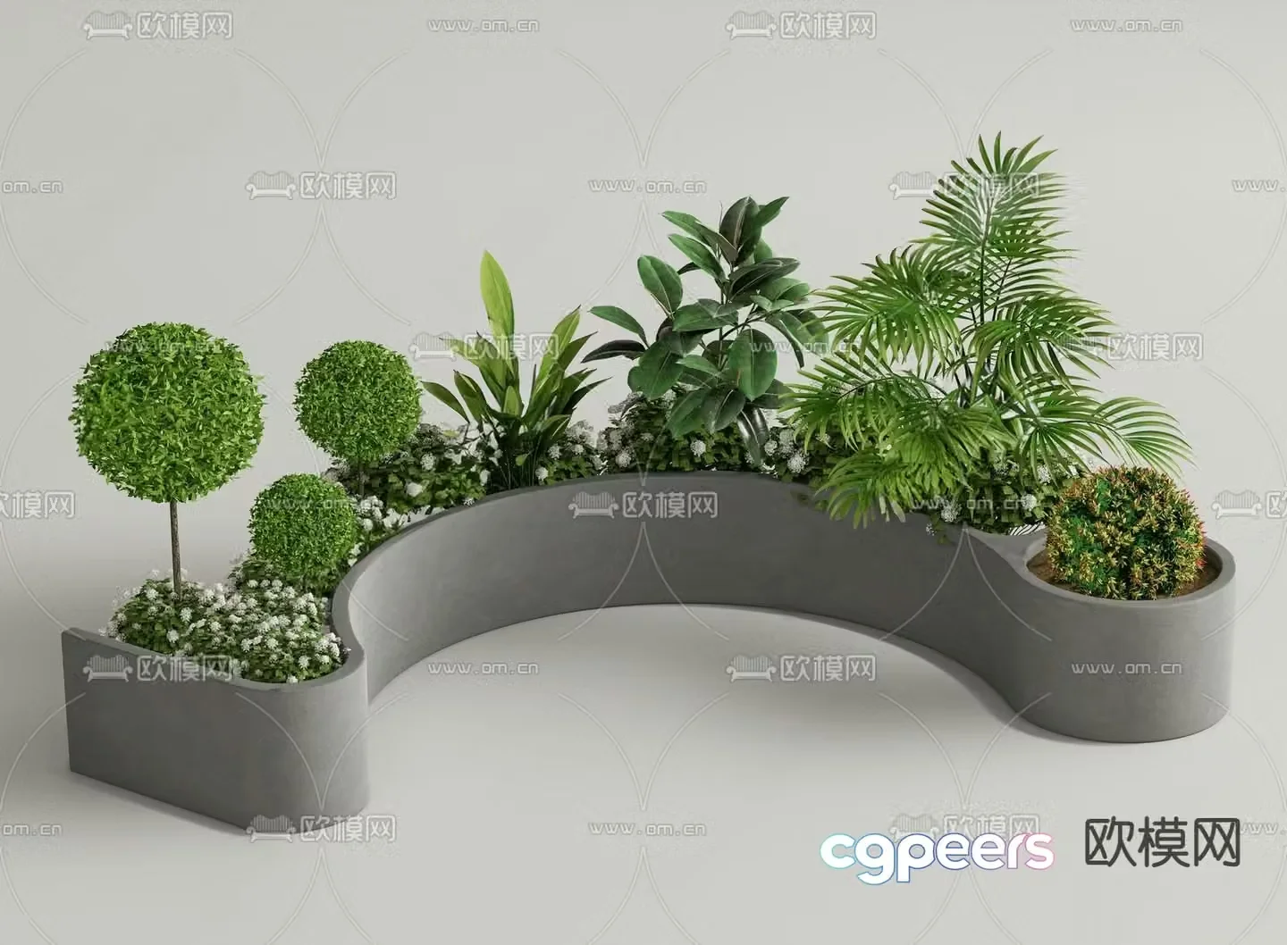 Modern outdoor flower box plant combination 3d model