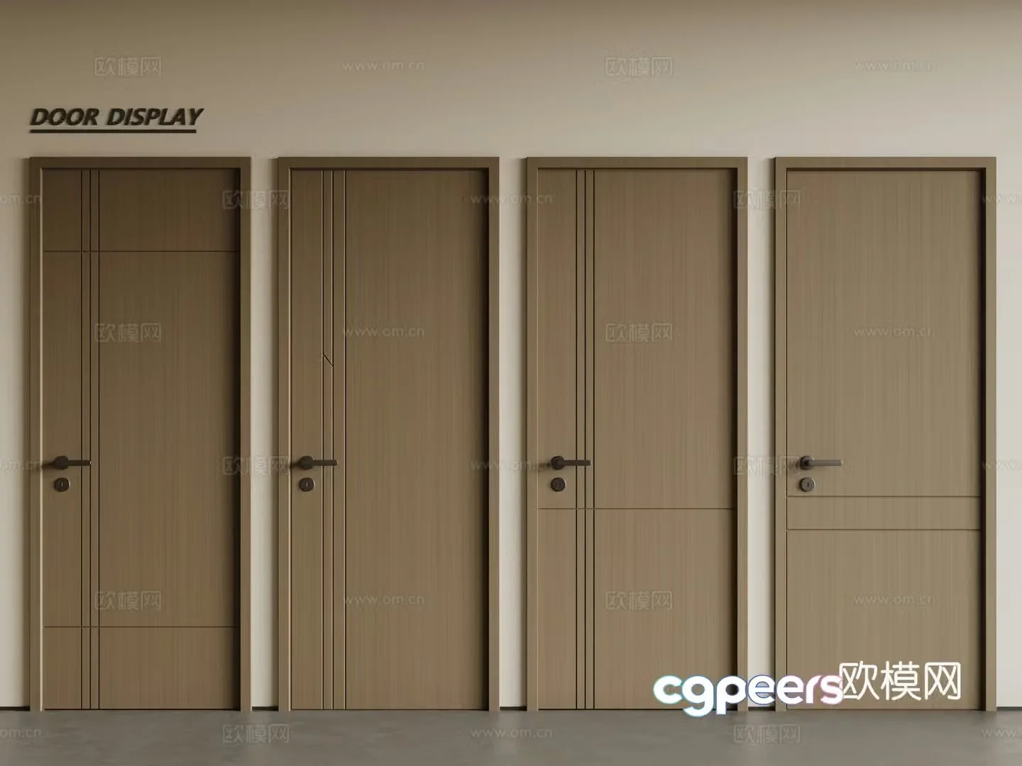 Modern single-open door wooden door swing door single-open door combination 3D model