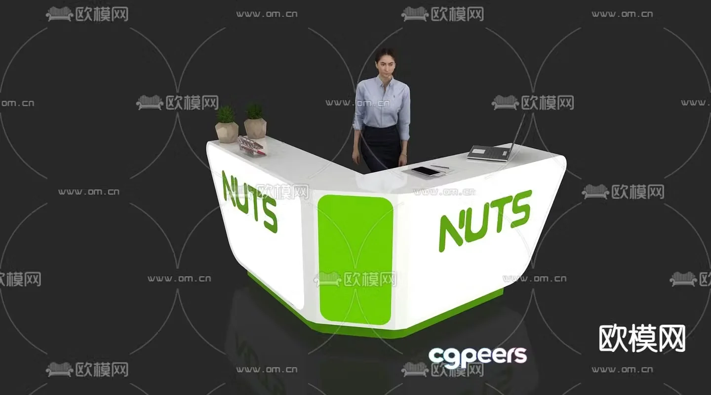 Modern reception desk front desk service desk information desk 3d model