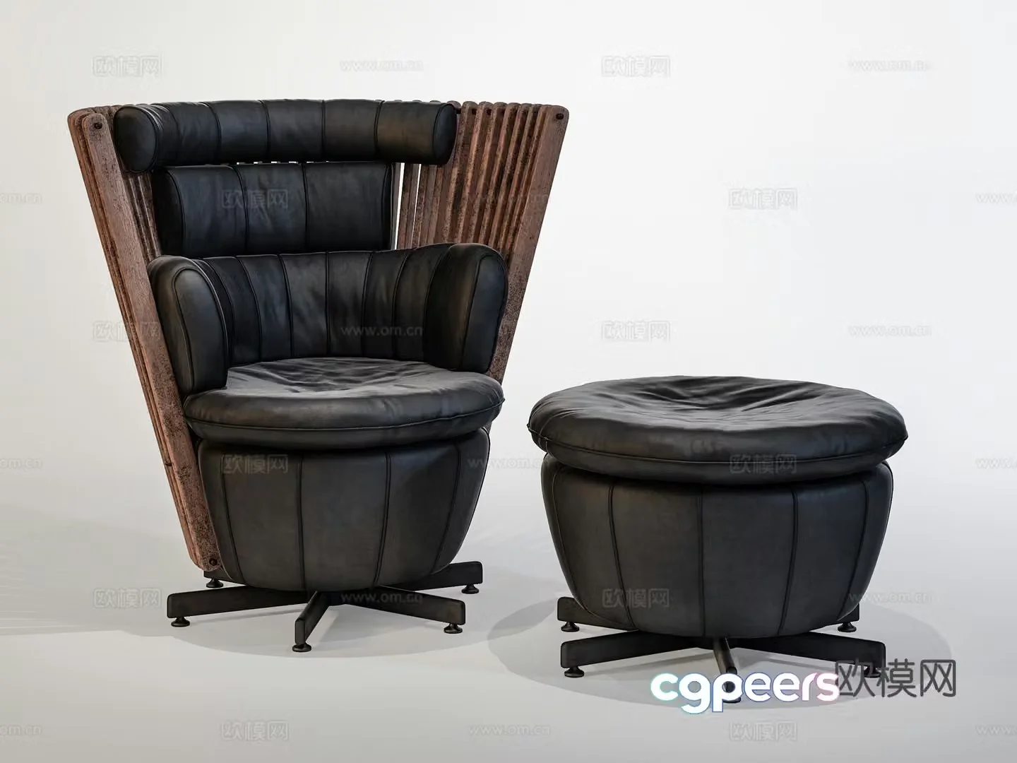 Modern outdoor chair casual single chair foot pedal low stool 3d model