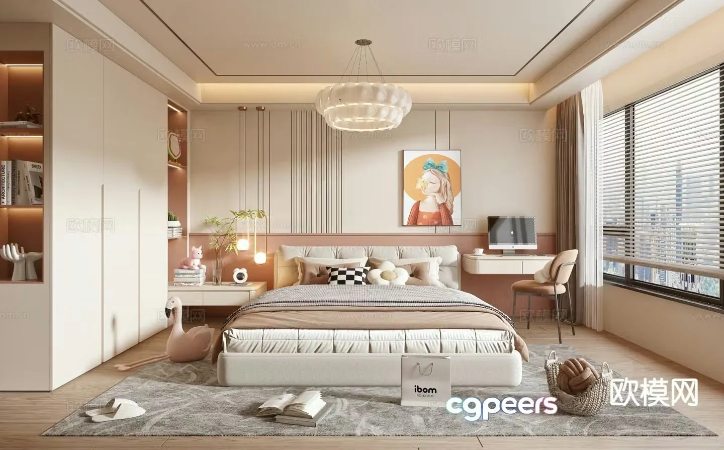 Cream style bedroom children’s room 3d model