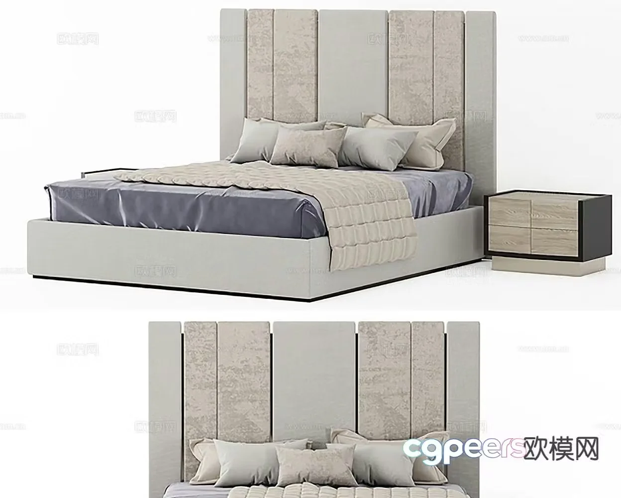 Modern double bed 3d model