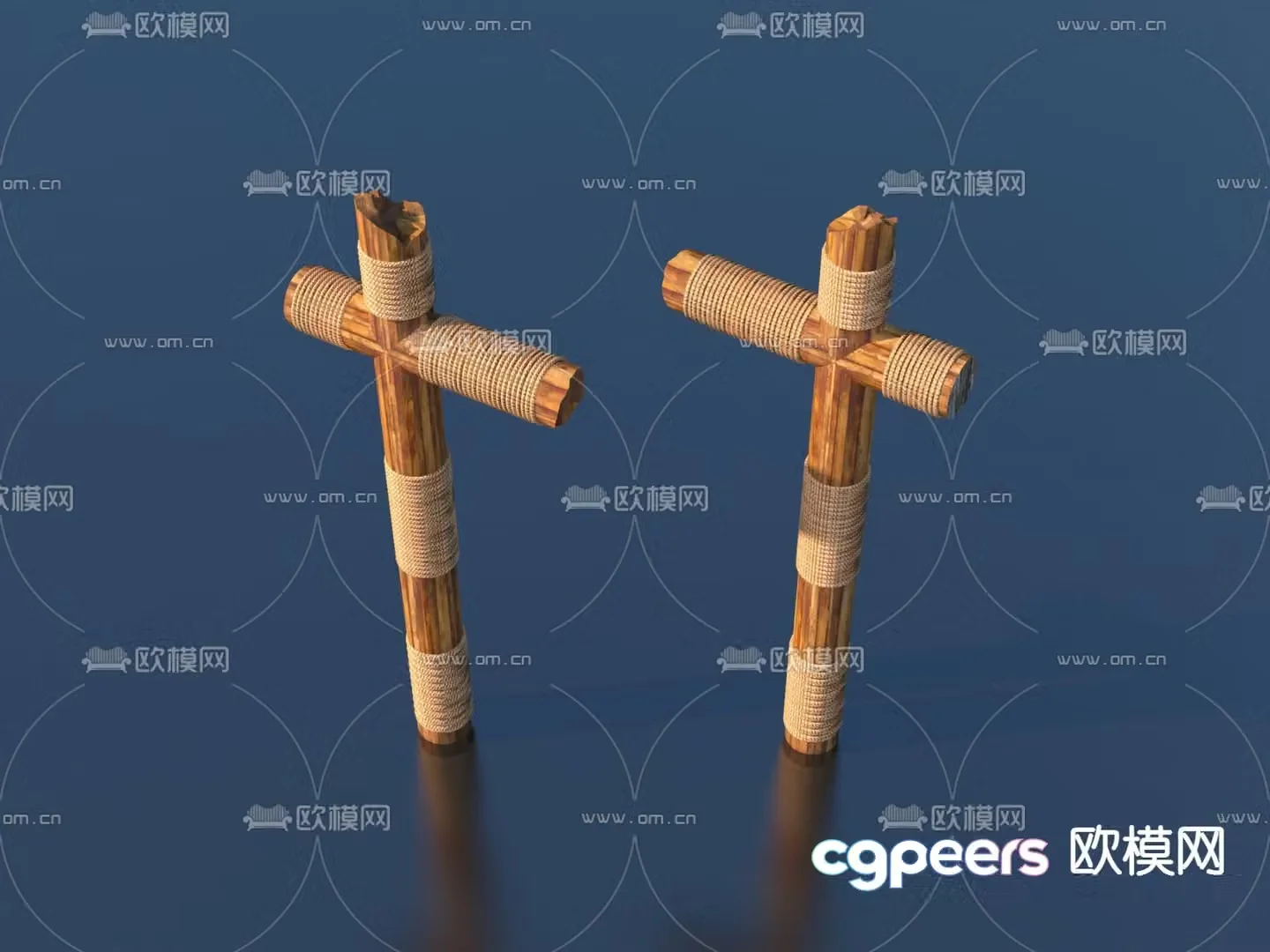 wood wooden post rope 3d model
