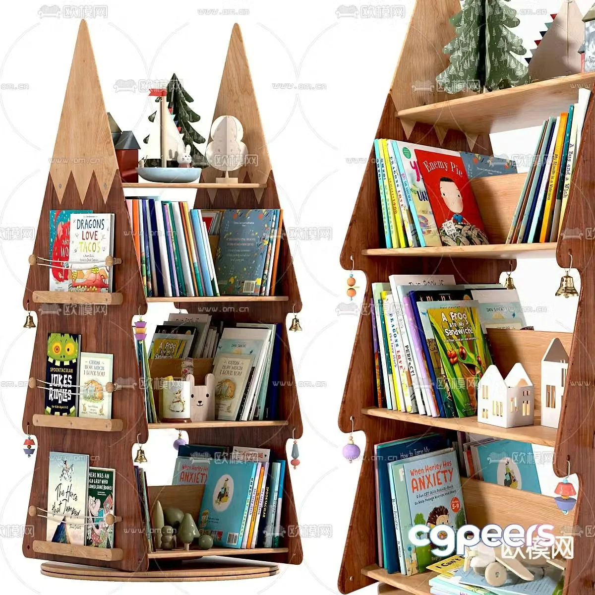 Children’s bookshelf Christmas tree bookshelf 3d model