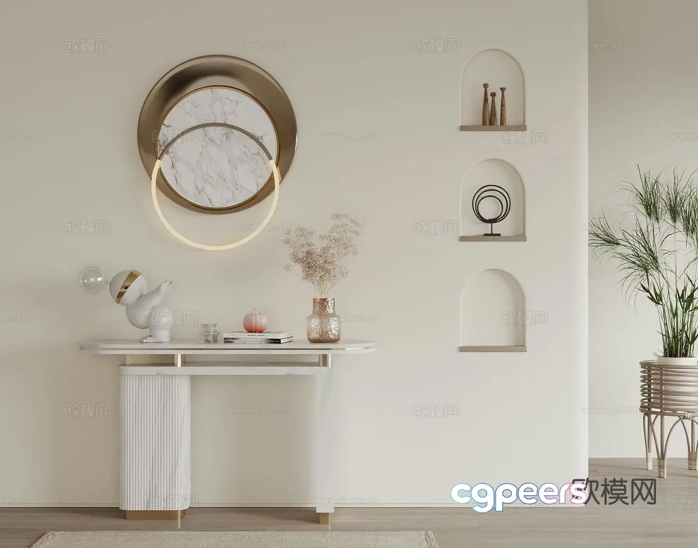French style end view table 3D model