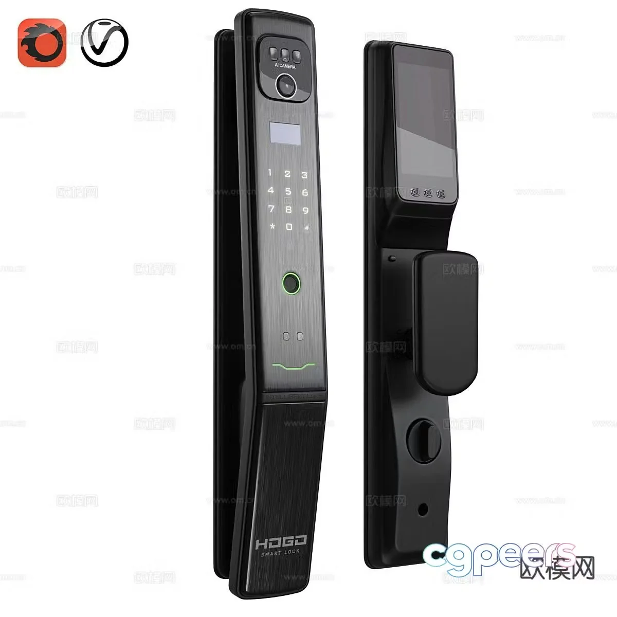 Modern smart door lock Fingerprint lock Electronic lock Password lock 3D model