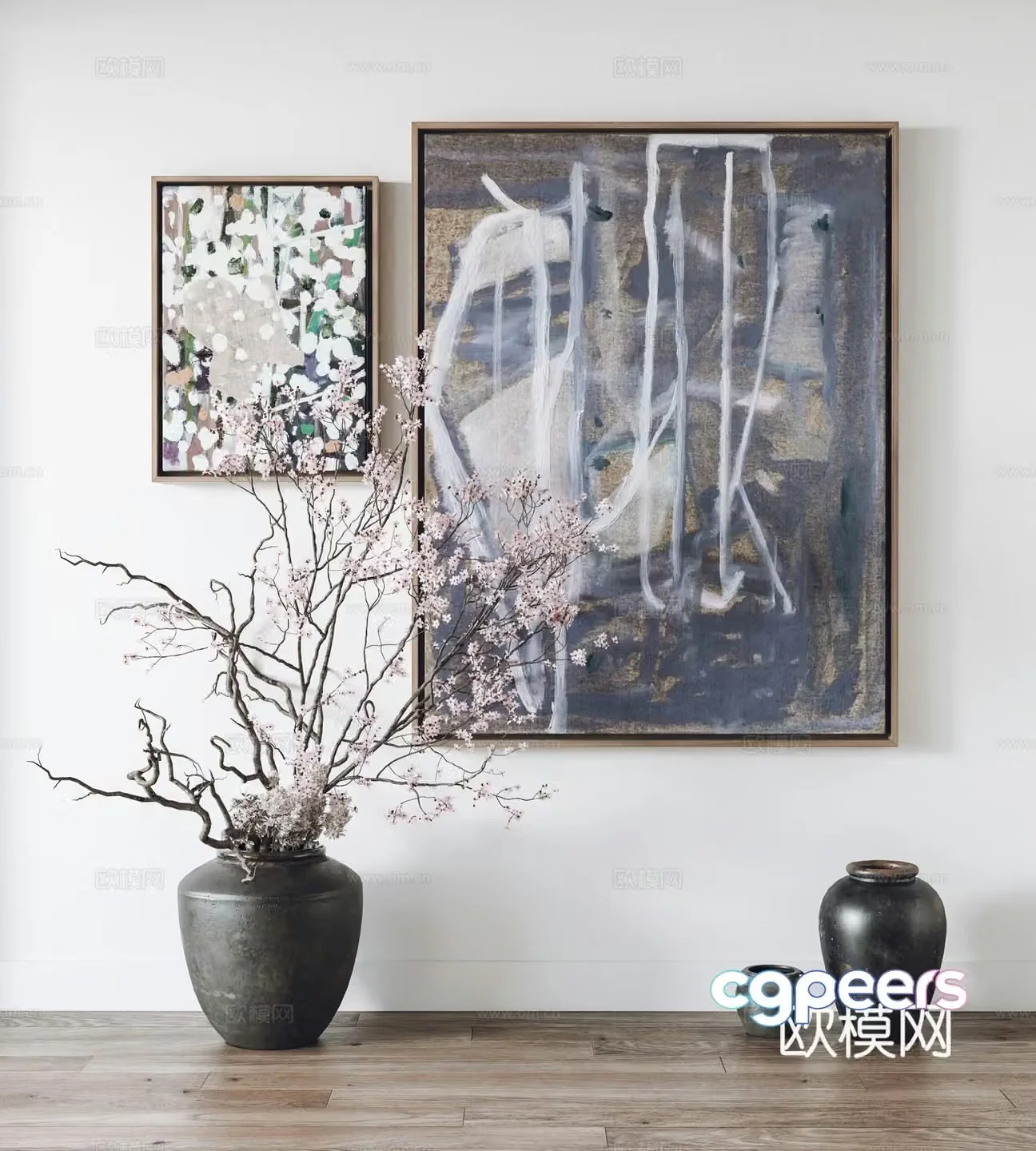 Modern hanging paintings decorative paintings ornaments 3d model