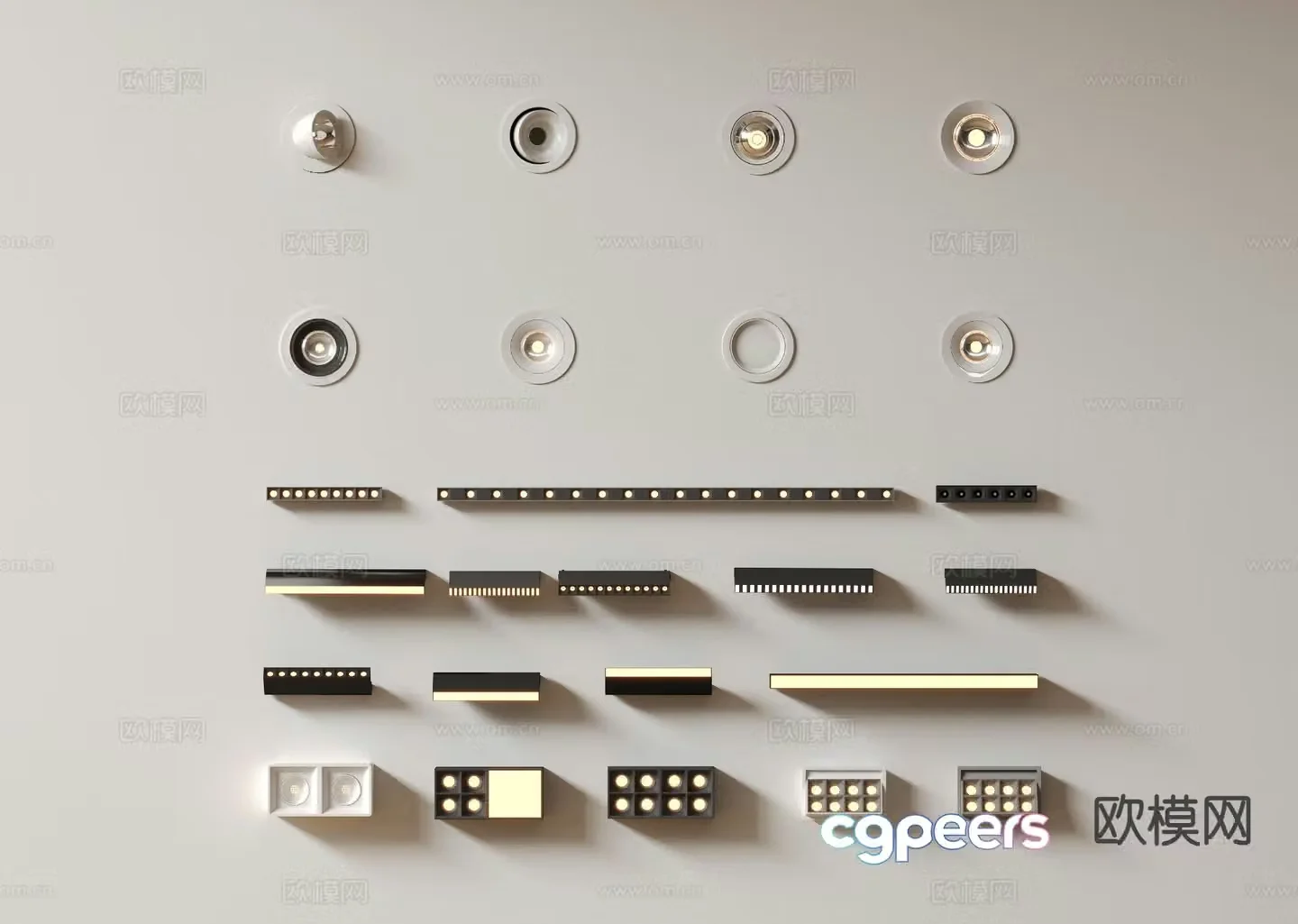 Surface-mounted downlight recessed spotlight magnetic light 3D model