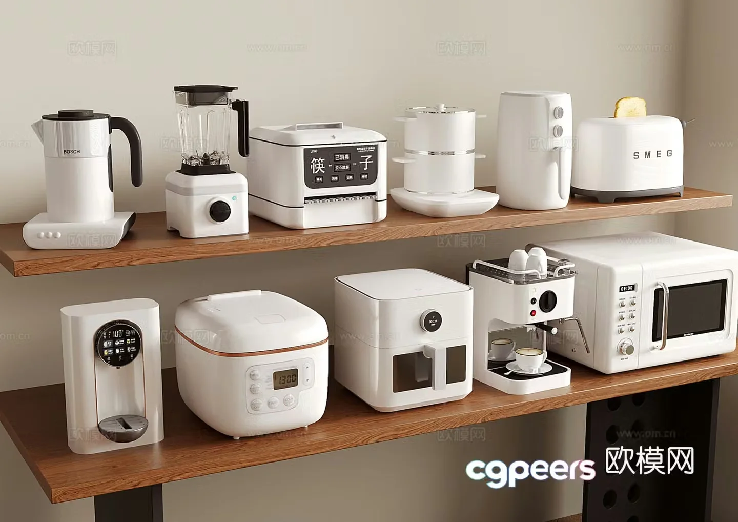 Modern kitchen appliances small household appliances oven coffee maker rice cooker 3D model