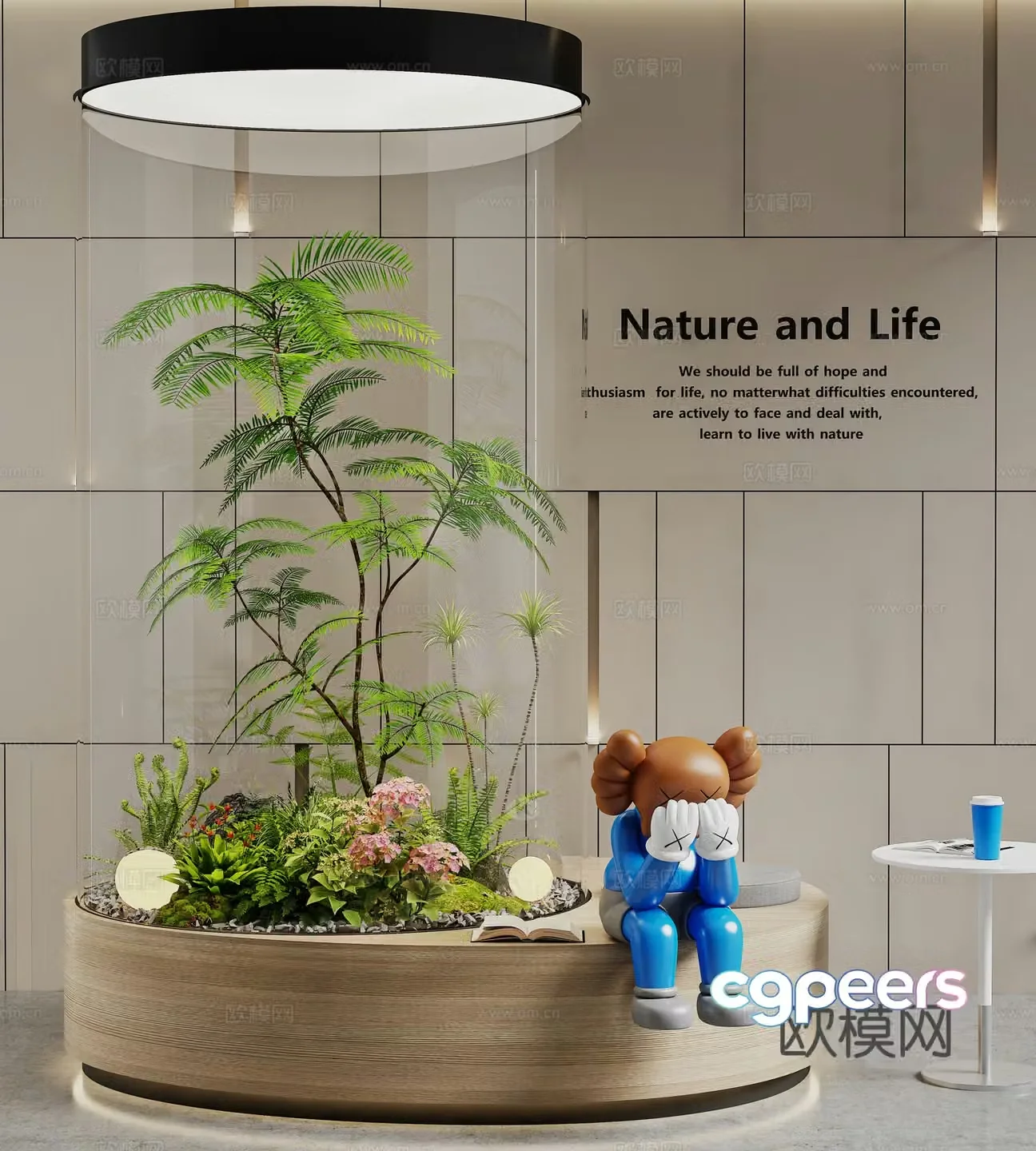 Modern interior landscape Landscape Landscape Round glass landscape Landscape Landscape Rest Area Garden Landscape 3D Model